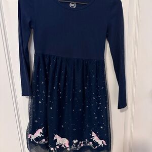 Wonder Nation Navy Dress with Unicorn Design